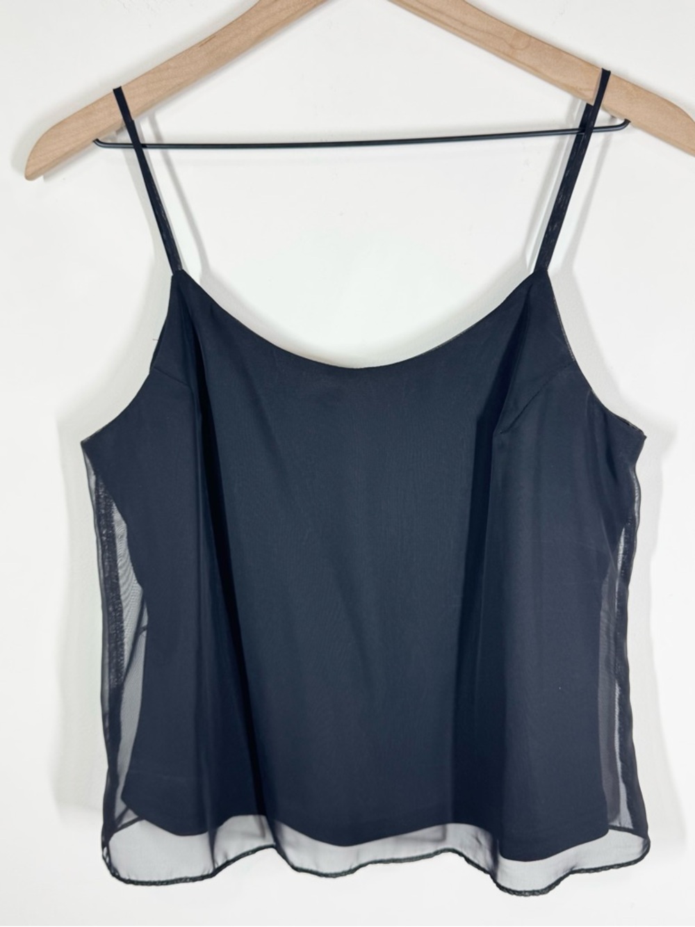 Vintage 90s Sheer Black Cami Size M Y2K Grunge Goth Alternative Indie Sleaze
